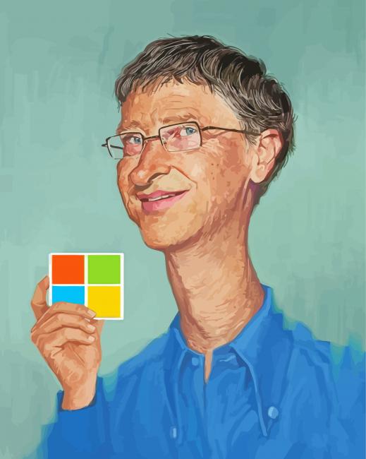 Bill Gates Caricature Art paint by number