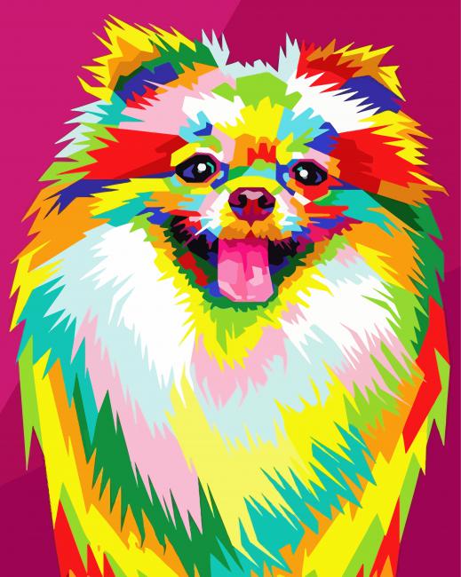 Colorful Pomeranian Pop Art Paint by number