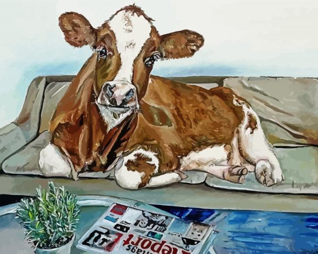Cow On Sofa paint by number