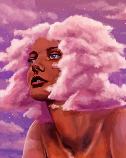 Pink Cloud Girl paint by number