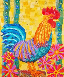 Rooster Flowers Art paint by number