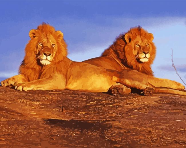 The Two Lions paint by number