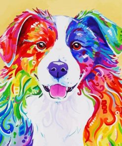 Cute Colorful Border Collie paint by number