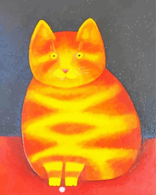 Cute Yellow Fat Cat Paint by number