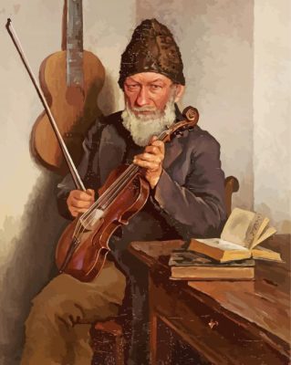 Vintage Old Violinist Man paint by number