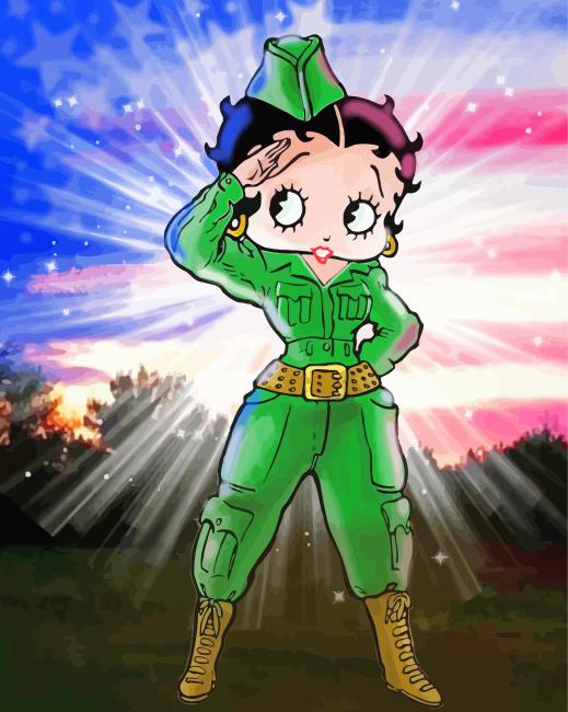 Military Betty Boop Paint By Numbers